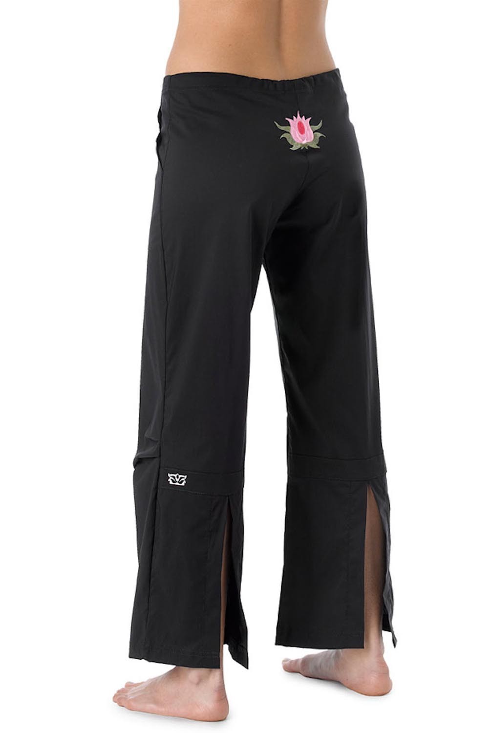 Be Present Yoga Pant Rose Pink Size Women’s L USA Back Slit Lotus  Embroidered 