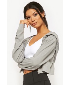 Forever 21  Active Cropped Zip-Front Hoodie