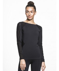 Carbon38 Body Con Mesh Panel Long Sleeve T
